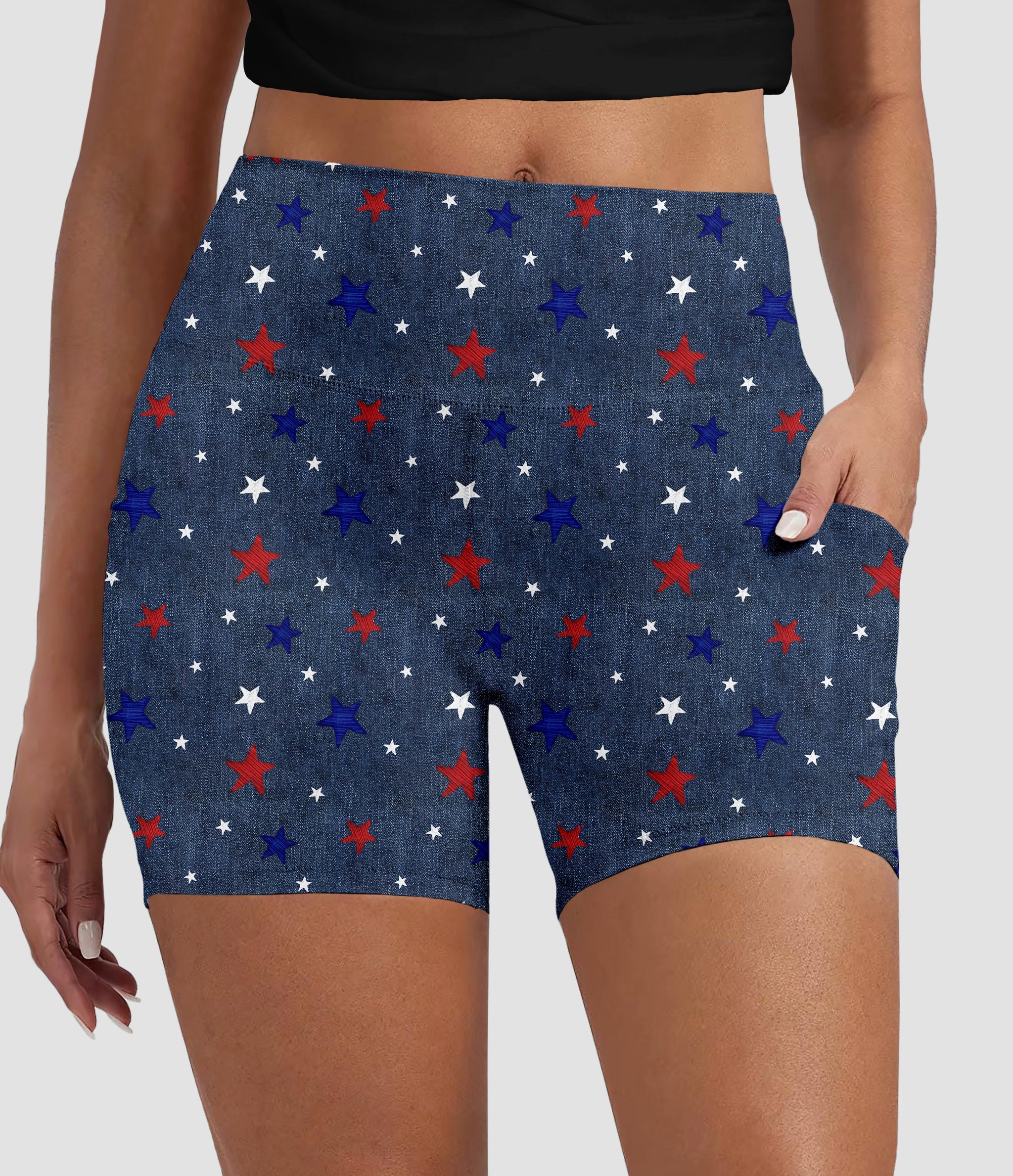 Denim Stars Biker Shorts with Pockets (ready to ship) – Arrow